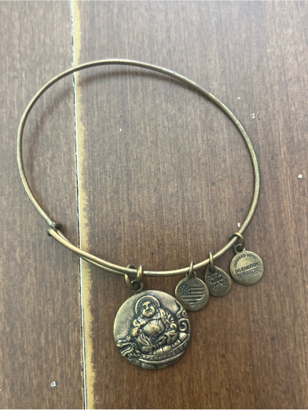 Alex and Ani Gold Laughing Buddha Medallion Expandable Bracelet
